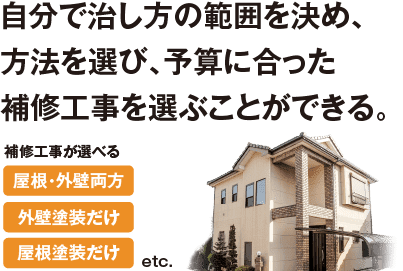 お家や予算に合う最適な治し方を選べる